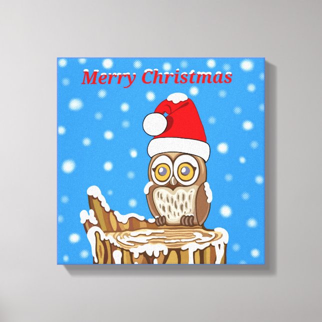 Snowflake the Owl at Christmas Canvas Print (Front)