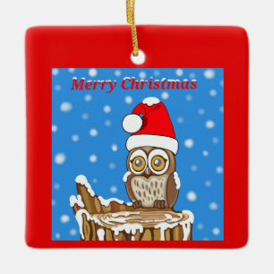 Snowflake the Owl at Christmas Ceramic Tree Decoration