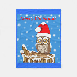 Snowflake the Owl at Christmas Fleece Blanket