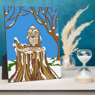 Snowflake the Owl at Christmas Plaque