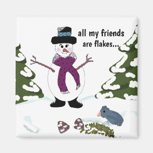 Snowflake the Snowman Funny Magnet