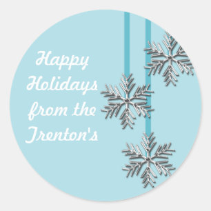 Snowflake Theme Personalizable Holiday Stickers