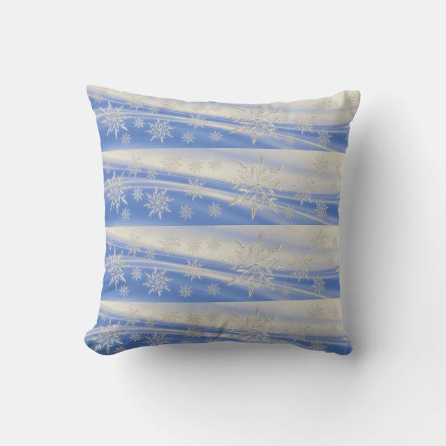 Snowflake throw pillow.  "16 x 16" cushion (Front)