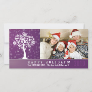 Snowflake Tree Family Holiday Photocard (purple) Card