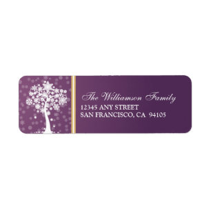 Snowflake Tree Holiday Address Labels (purple)