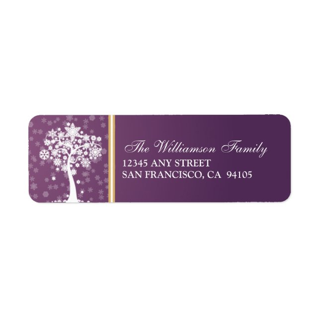 Snowflake Tree Holiday Address Labels (purple) (Front)