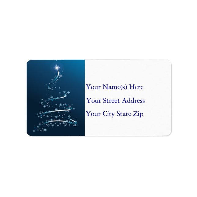 Snowflake Tree in Blue Address Label (Front)