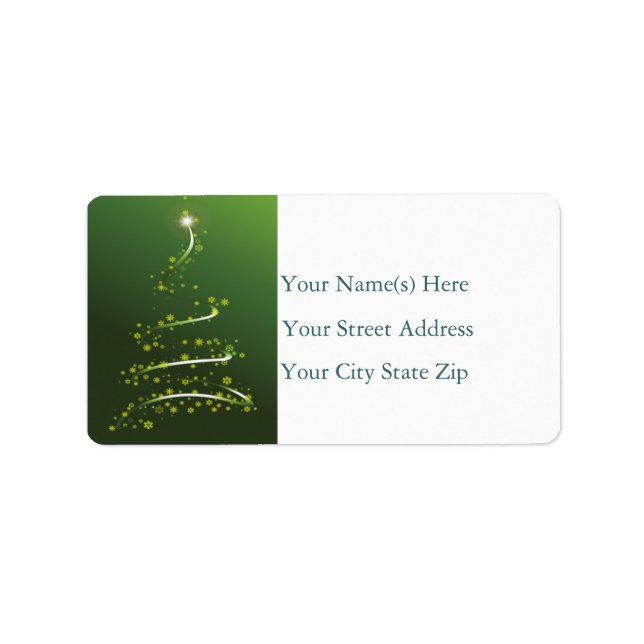 Snowflake Tree in Green Address Label (Front)