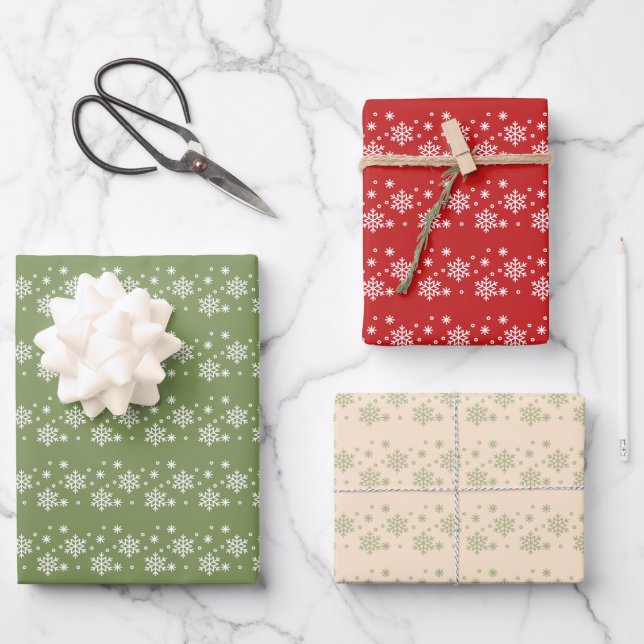 Snowflake Trio Christmas/Winter Wrapping Paper  (Front)