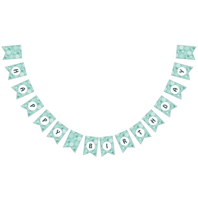 Snowflake Turquoise-Blue Happy Birthday Bunting (All)