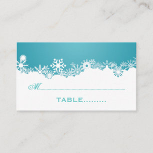 Snowflake turquoise winter wedding place card