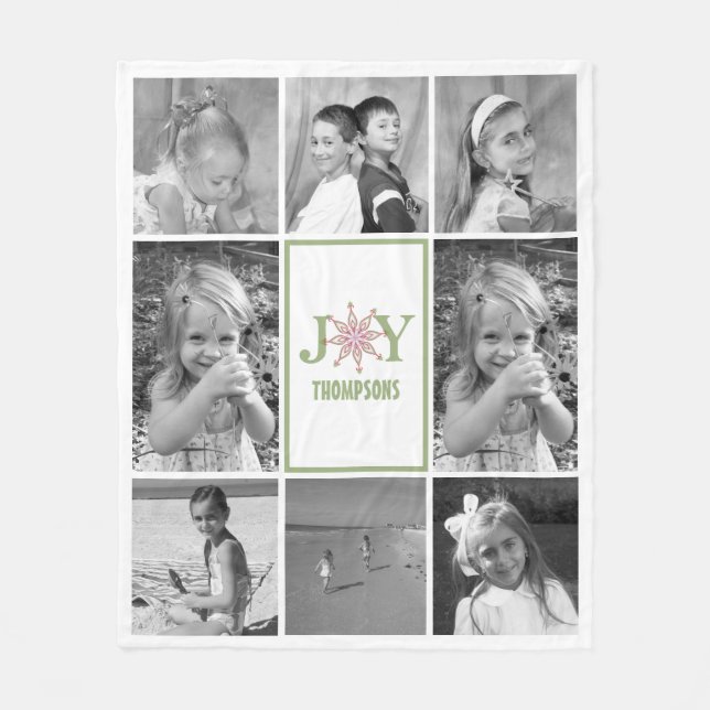 Snowflake Typography Photo Holiday Christmas Fleece Blanket (Front)