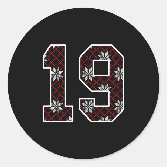 Snowflake Ugly Christmas Number 19 Uniform #19 Jer Classic Round Sticker (Front)