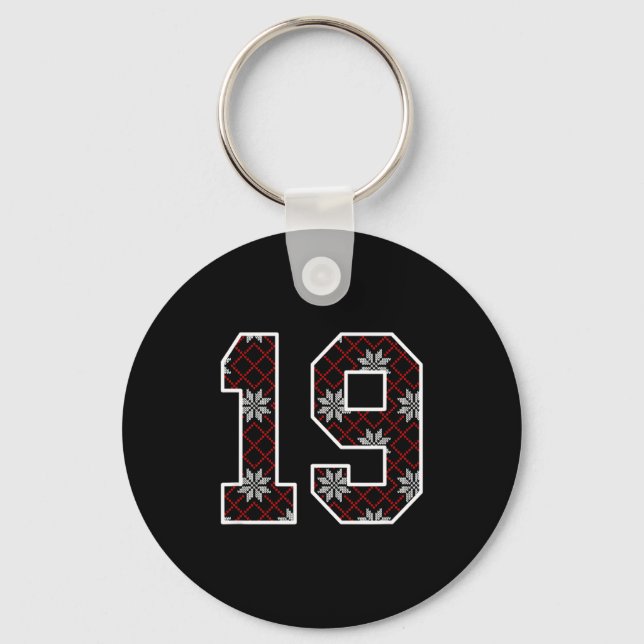 Snowflake Ugly Christmas Number 19 Uniform #19 Jer Key Ring (Front)