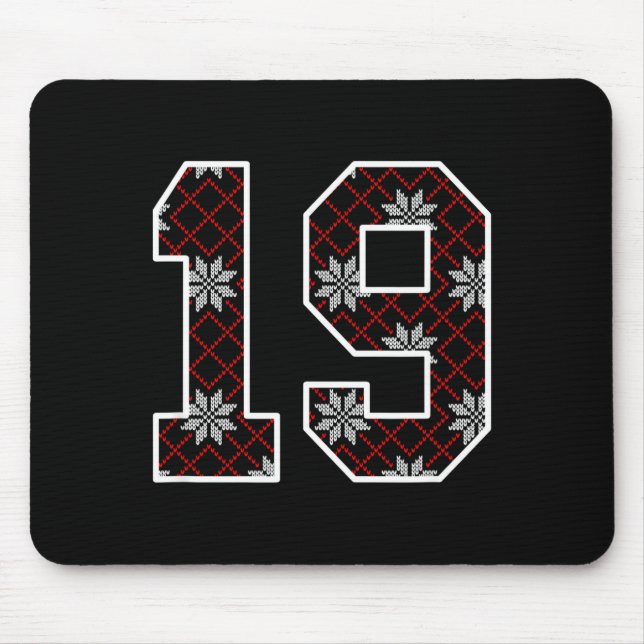 Snowflake Ugly Christmas Number 19 Uniform #19 Jer Mouse Mat (Front)