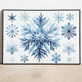 Snowflake Watercolor Collection Poster