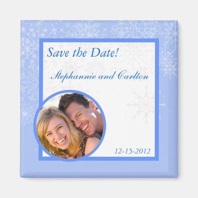 Snowflake Wedding Announcement Magnet (Front)