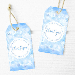 Snowflake wedding bride groom monogram gift tags
