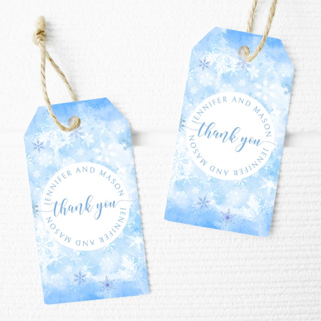 Snowflake wedding bride groom monogram  gift tags (Creator Uploaded)