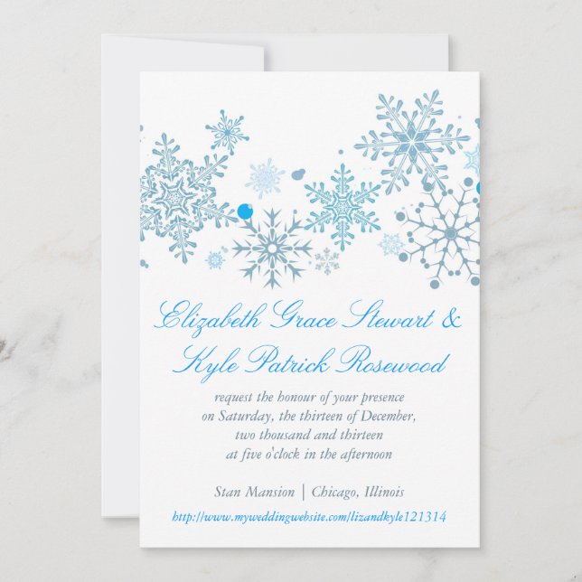 Snowflake Wedding Invitation (Malibu Silver) (Front)