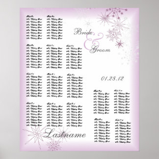 Snowflake Wedding Seating Chart Light Purple