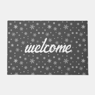 snowflake welcome grey  doormat