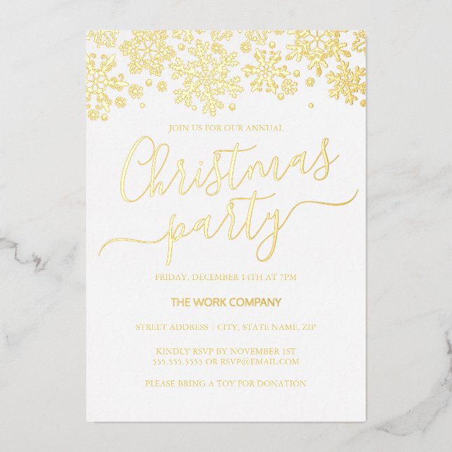 Snowflake White Gold Corporate Christmas Party  (Front)
