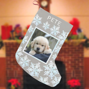 Snowflake White Opal Fun Kids Or Pets Photo Small Christmas Stocking