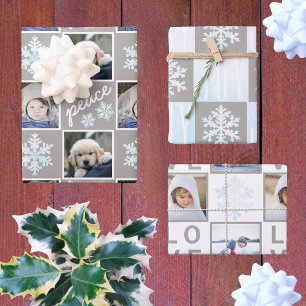Snowflake White Opal Peace Joy Love 4 Photo Wrapping Paper Sheet