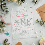 Snowflake Winter 1st Birthday Acrylic Invitations<br><div class="desc">Celebrate in style with these trendy 1st birthday invitations. The design is easy to personalise with your own photo and special event wording and your guests will be thrilled when they receive these fabulous invites.</div>