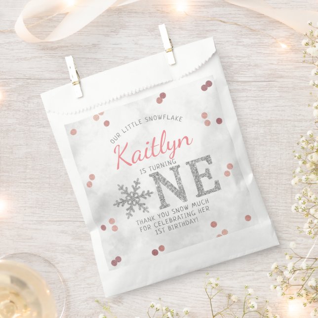 Snowflake Winter 1st Birthday Favour Bags (Clipped)