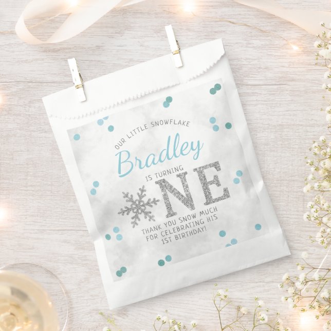 Snowflake Winter 1st Birthday Favour Bags (Clipped)