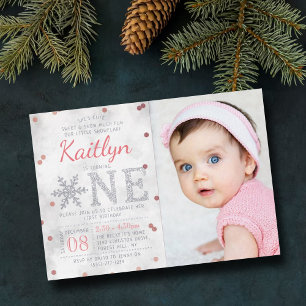 Snowflake Winter 1st Birthday Photo Real