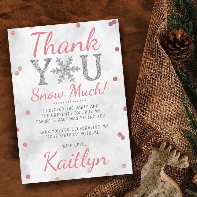 Snowflake Winter 1st Birthday Thank You Card (Creator Uploaded)