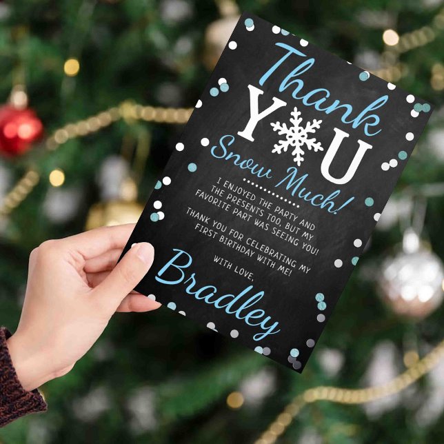 Snowflake Winter 1st Birthday Thank You Foil Cards (Creator Uploaded)