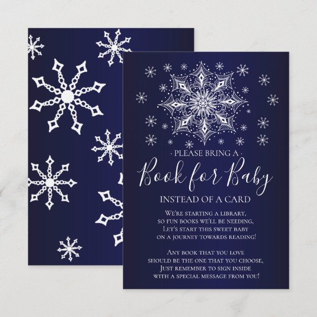 Snowflake Winter Baby Shower Book for Baby Invitation (Front/Back)