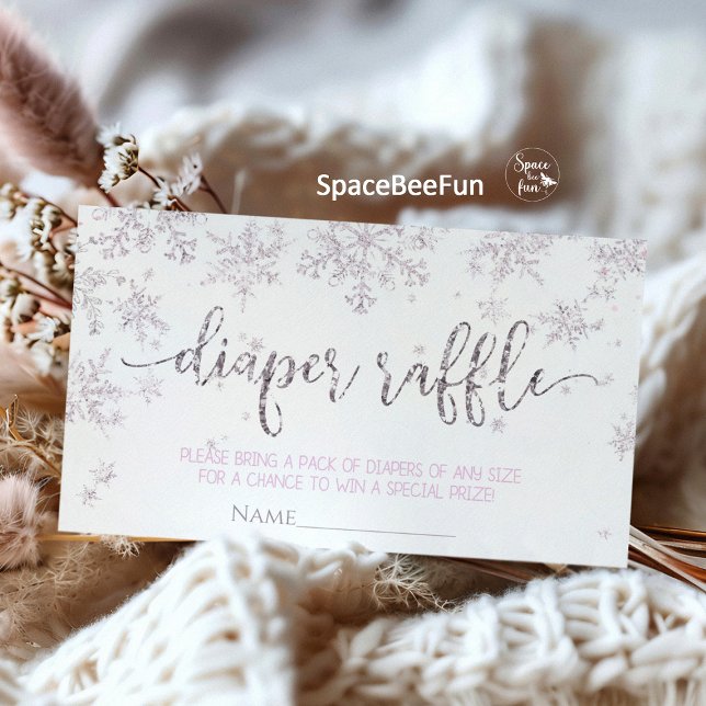 Snowflake Winter Baby shower Enclosure Card (snowflake diaper raffle,winter baby shower,book for baby,snowflake book for baby,winter diaper raffl)
