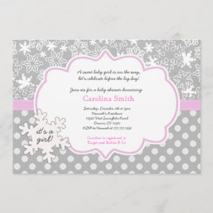 Snowflake Winter Baby Shower Girl Invitations