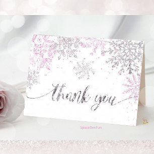 Snowflake Winter Baby shower Girl  Thank You Card