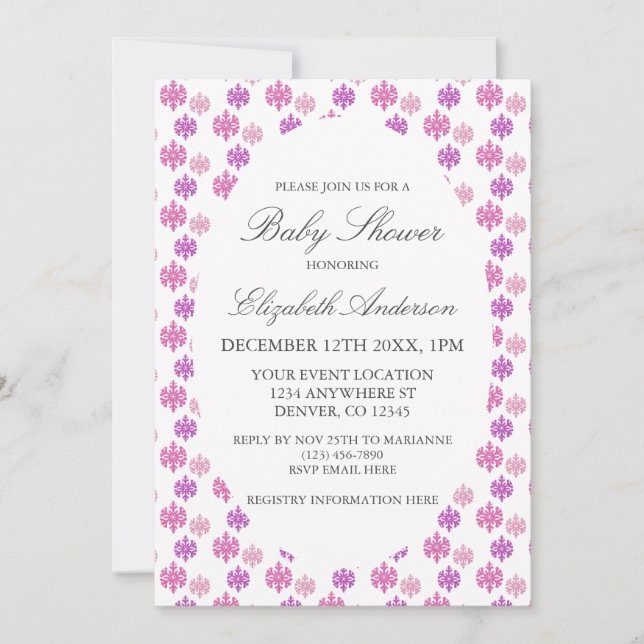 Snowflake Winter Baby Shower Invitation (Front)