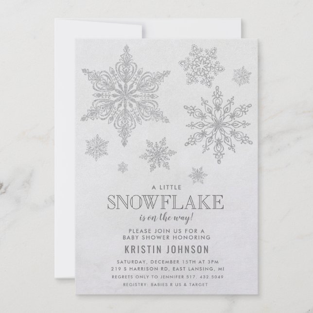 Snowflake Winter Baby Shower Invitation (Front)