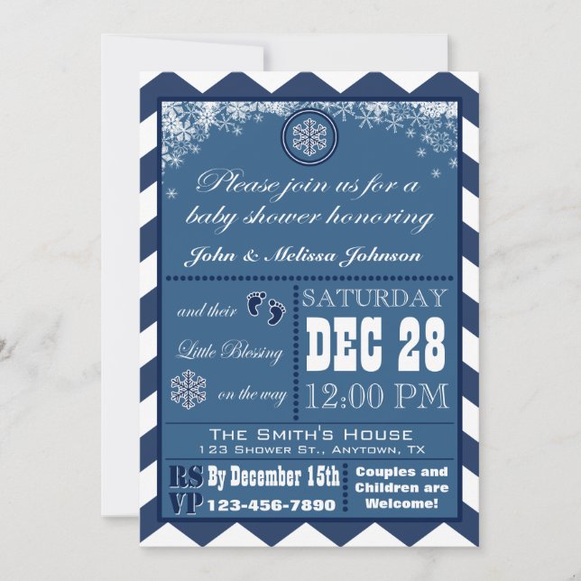 Snowflake Winter Baby Shower Invitation (Front)
