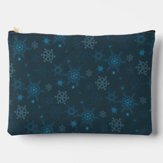 Snowflake winter blue seamless pattern accessory pouch