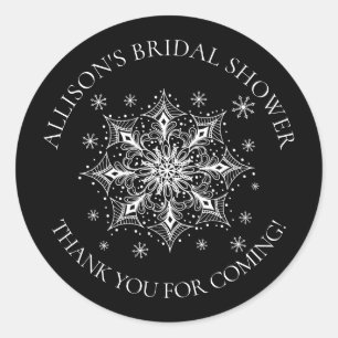 Snowflake Winter Bridal shower Classic Round Sticker