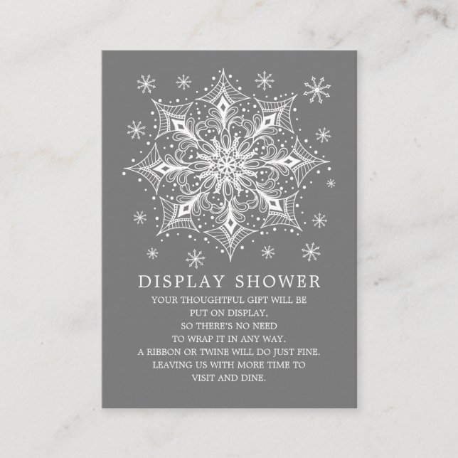 Snowflake Winter Bridal Shower Display Shower Enclosure Card (Front)
