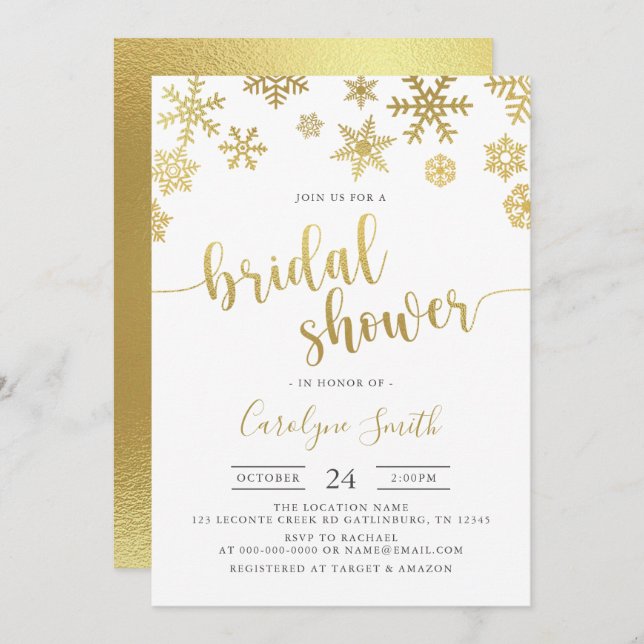 Snowflake Winter Bridal Shower Invitation (Front/Back)