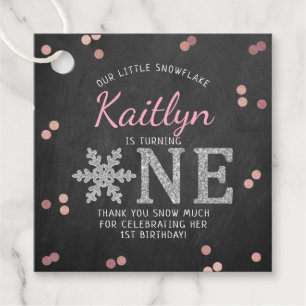 Snowflake Winter Chalkboard 1st Birthday Favour Tags