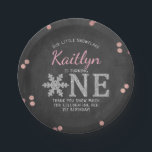 Snowflake Winter Chalkboard 1st Birthday Paper Plate<br><div class="desc">Celebrate in style with these fun and modern 1st birthday party paper plates. The design is easy to personalise with your own wording and your family and friends will be thrilled when they see these fabulous paper plates. Matching party items can be found in the collection.</div>