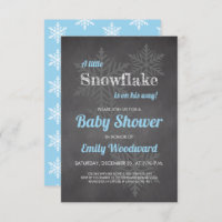 Snowflake Winter Chalkboard Blue Boys Baby Shower