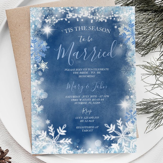 Snowflake Winter Christmas Greenery Floral Wedding Invitation (Creator Uploaded)